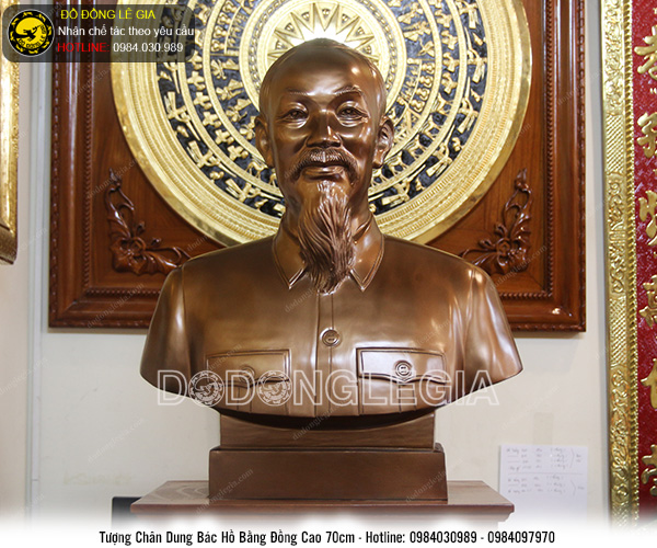 Tượng chân dung Bác Hồ bằng đồng cao 70cm