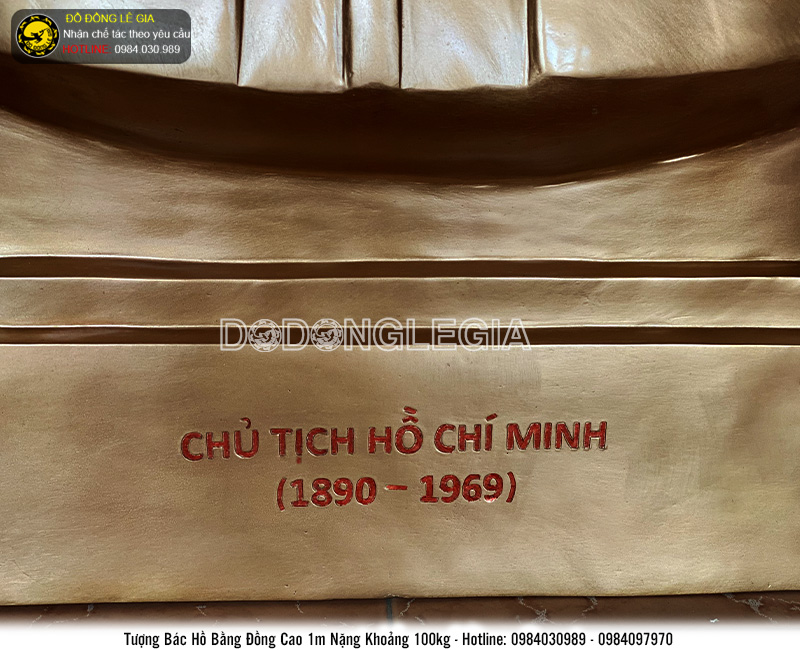 Tượng Bác Hồ bằng đồng đỏ cao 1m 