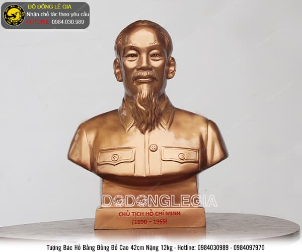 Tượng Bác Hồ cao 42cm bằng đồng đỏ