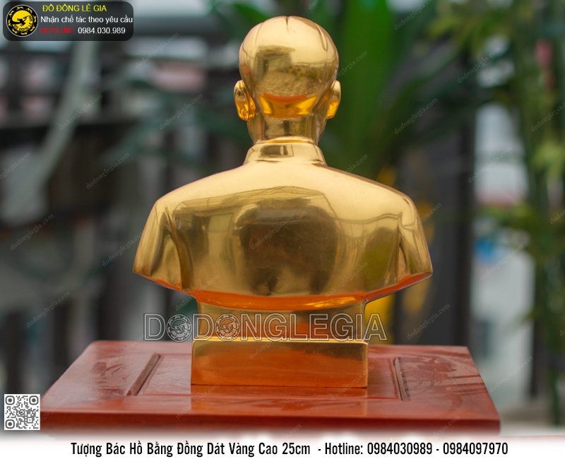 Tượng Bác Hồ Bằng Đồng Dát Vàng 9999 Cao 25cm