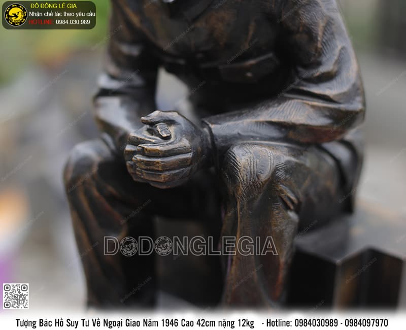 TƯỢNG BÁC HỒ NGOẠI GIAO NĂM 1946 CAO 42CM
