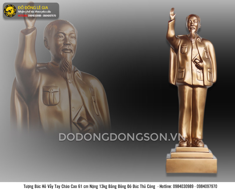 Tượng Bác Hồ vẫy tay chào cao 61cm