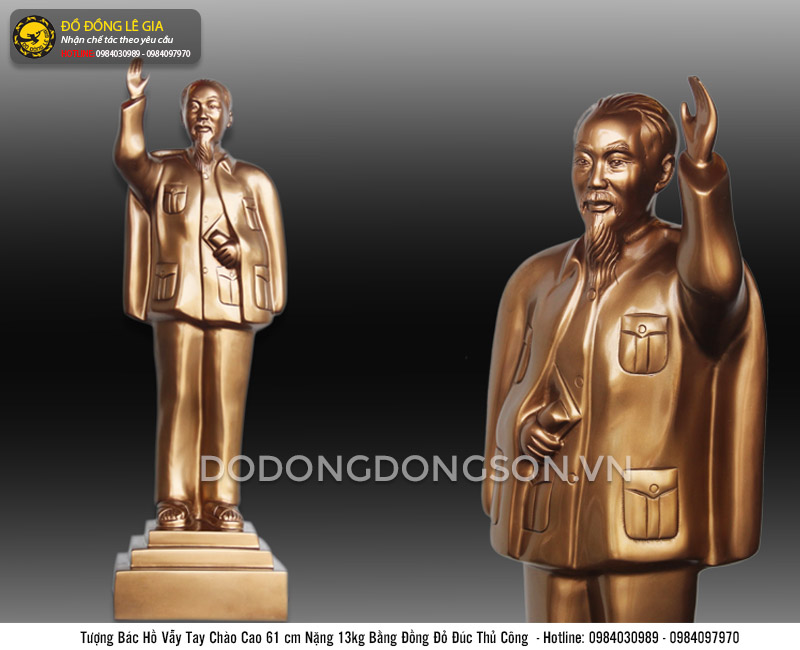 Tượng Bác Hồ vẫy tay chào cao 61cm