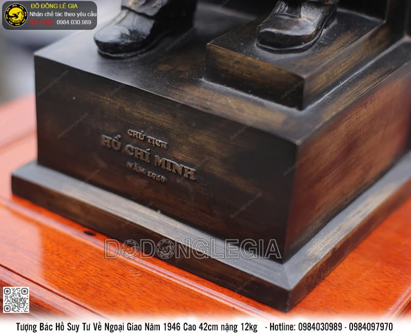 TƯỢNG BÁC HỒ NGOẠI GIAO NĂM 1946 CAO 42CM