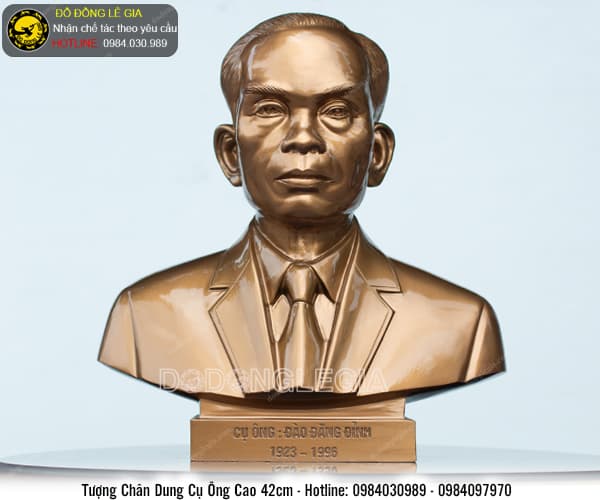 Tượng Chân Dung Cụ Ông bằng đồng đỏ cao 42cm