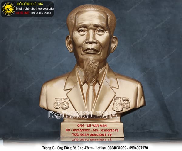 Tượng cụ ông đồng đỏ cao 42cm