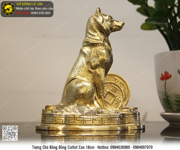 Tượng Chó bằng đồng cattut cao 18cm