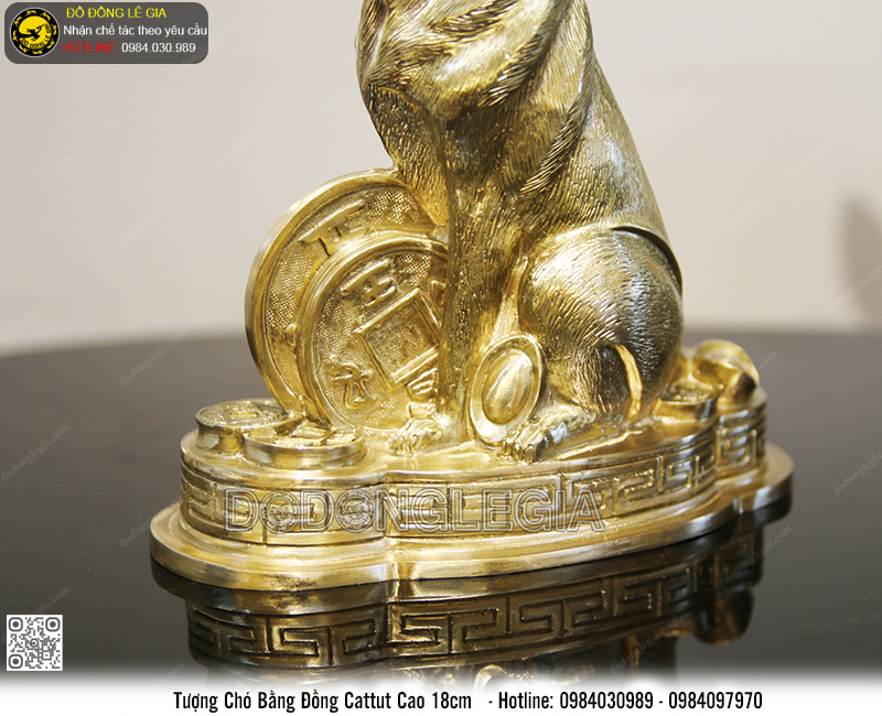 Tượng Chó bằng đồng cattut cao 18cm