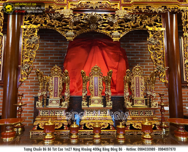 Tượng Chuẩn Đề Bồ Tát bằng đồng đỏ cao 1m27