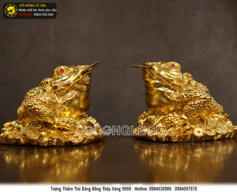 Cụ Cóc thiềm thừ bằng đồng dát vàng 9999