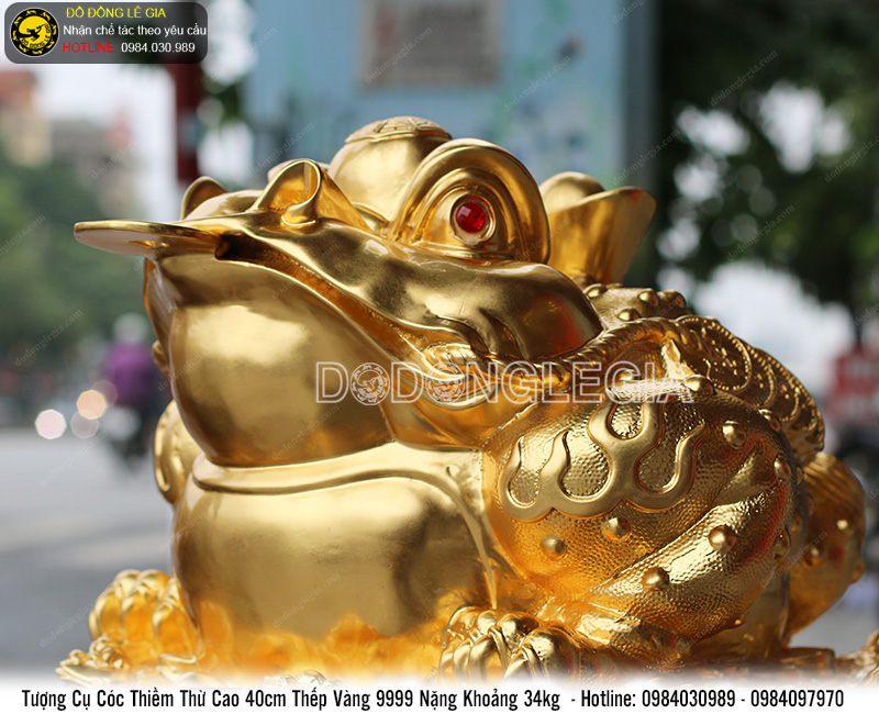 Tượng cụ cóc thiềm thừ cao 40cm thếp vàng 9999