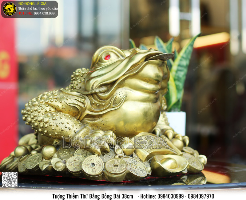 Tượng Thiềm Thừ bằng đồng dài 38cm