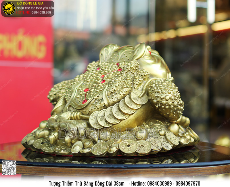 Tượng Thiềm Thừ bằng đồng dài 38cm