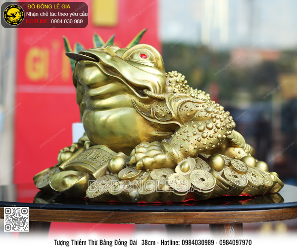 Tượng Thiềm Thừ bằng đồng dài 38cm