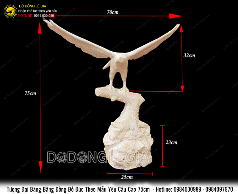 Tượng Đại Bàng bằng đồng đỏ đúc theo yêu cầu cao 75cm