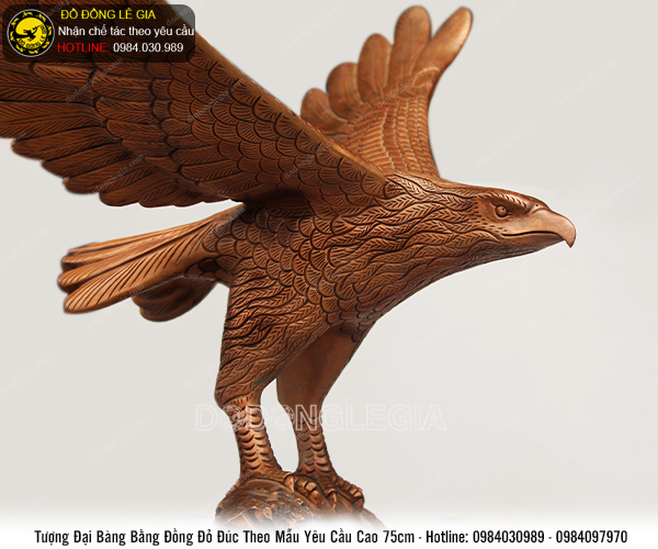 Tượng Đại Bàng bằng đồng đỏ đúc theo yêu cầu cao 75cm
