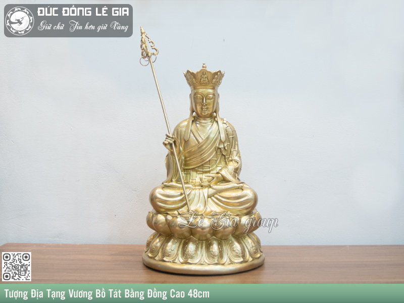  Tượng Địa Tạng Vương Bồ Tát Bằng Đồng Cao 48cm