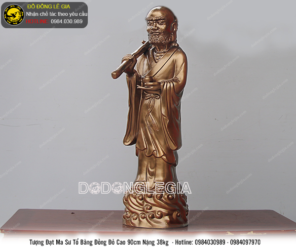 Tượng Đạt ma sư tổ bằng đồng đỏ cao 90cm