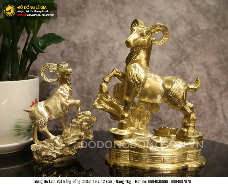 Tượng Dê cỡ nhỏ bằng đồng cattut