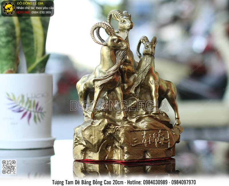 Tượng Tam Dê bằng đồng cao 20cm