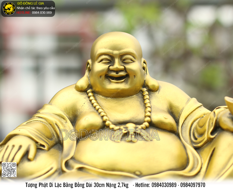 Tượng Di Lặc Bằng Đồng Dài 30cm Nặng 2,7kg