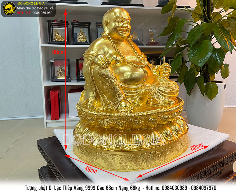 Tượng di lặc cao 68cm thếp vàng 9999