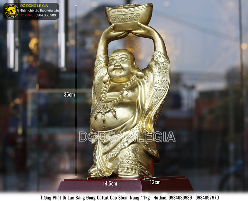 Tượng Phật di lặc đứng bằng đồng cattut cao 35cm