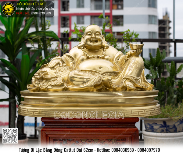 Tượng Phật Di Lặc bằng đồng cattut dài 62cm