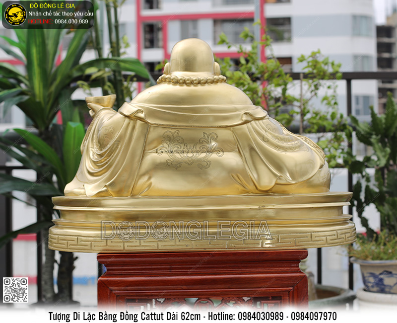 Tượng Phật Di Lặc bằng đồng cattut dài 62cm