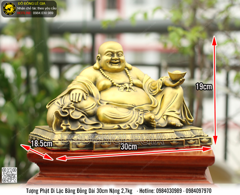 Tượng Di Lặc Bằng Đồng Dài 30cm Nặng 2,7kg