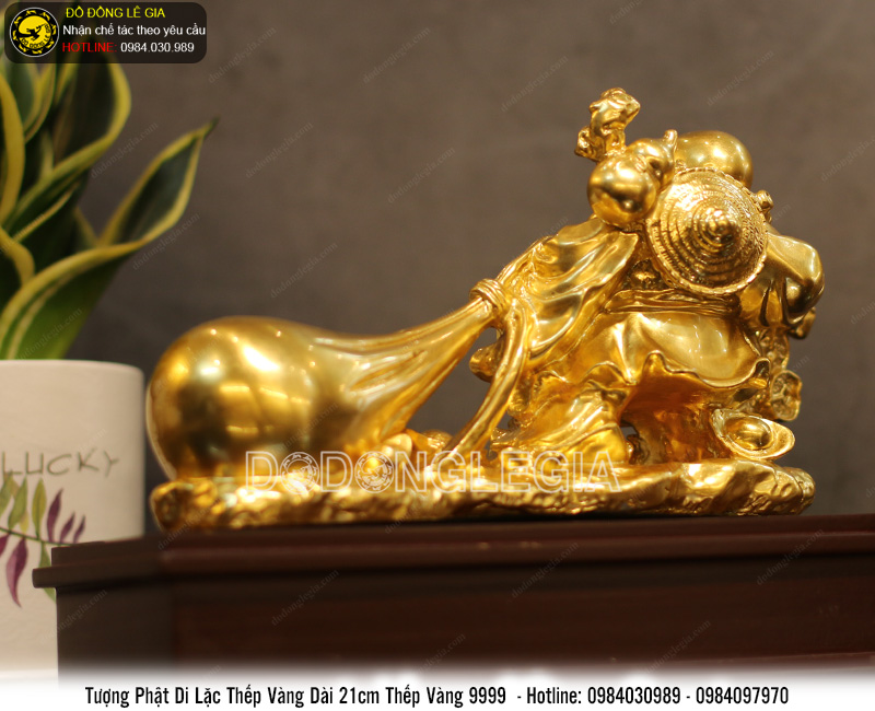 Tượng phật di lặc kéo bị thếp vàng 9999