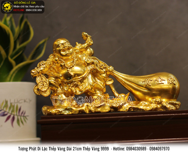 Tượng phật di lặc kéo bị thếp vàng 9999