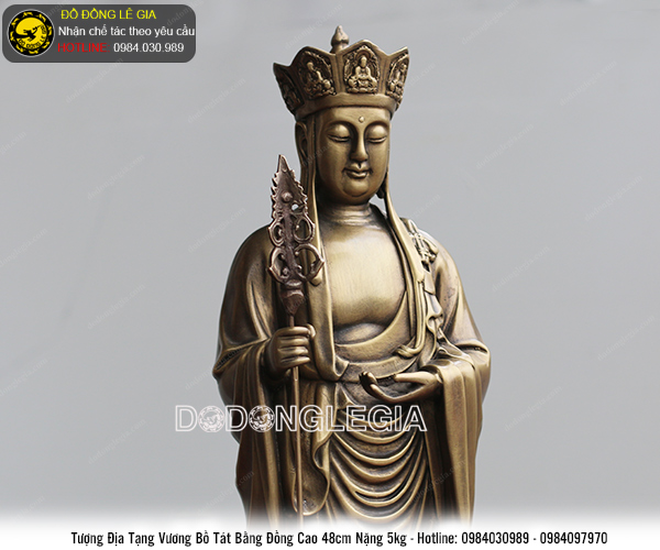 Tượng địa tạng vương bồ tát bằng đồng cao 48cm
