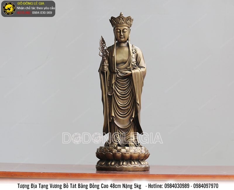 Tượng địa tạng vương bồ tát bằng đồng cao 48cm