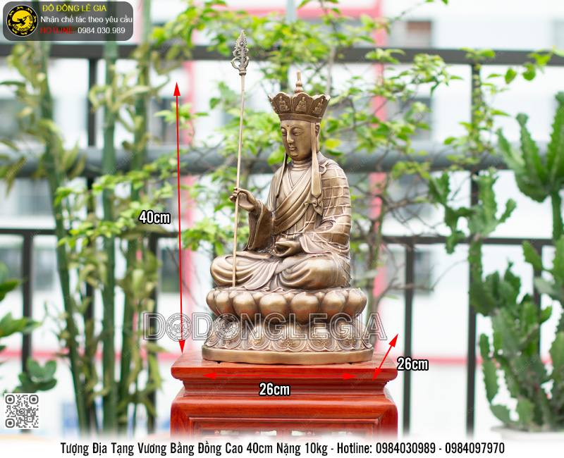 Tượng Địa Tạng Vương Bồ Tát Bằng Đồng Cao 40cm