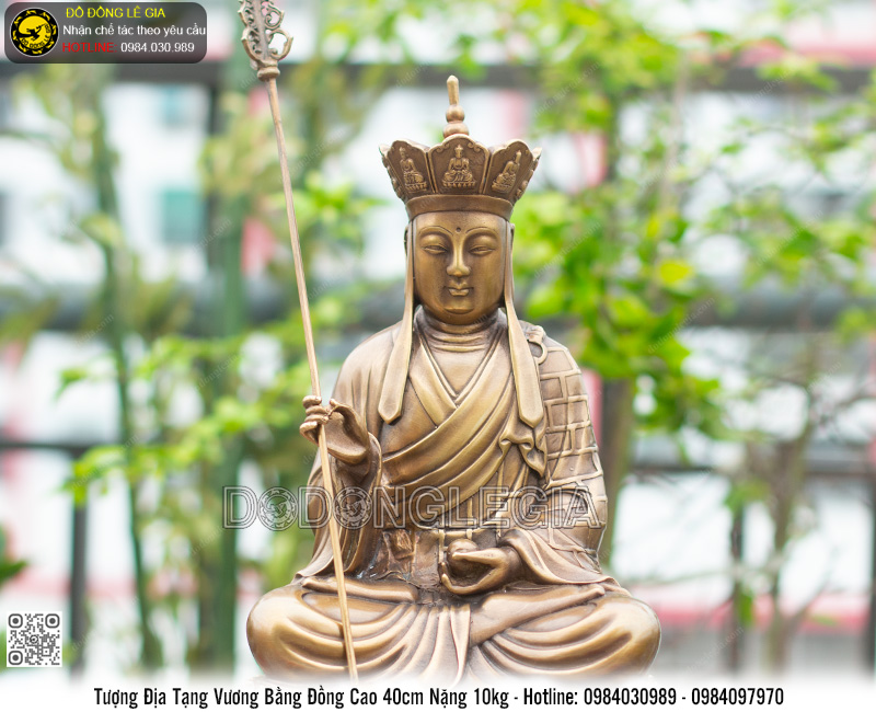Tượng Địa Tạng Vương Bồ Tát Bằng Đồng Cao 40cm