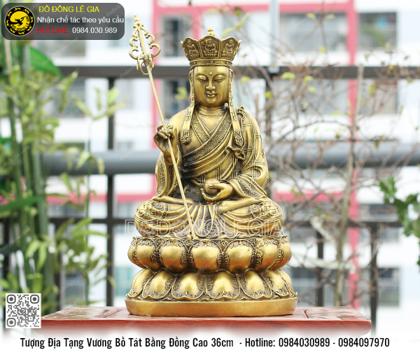 Tượng Địa Tạng Vương Bồ Tát Bằng Đồng Cao 36cm
