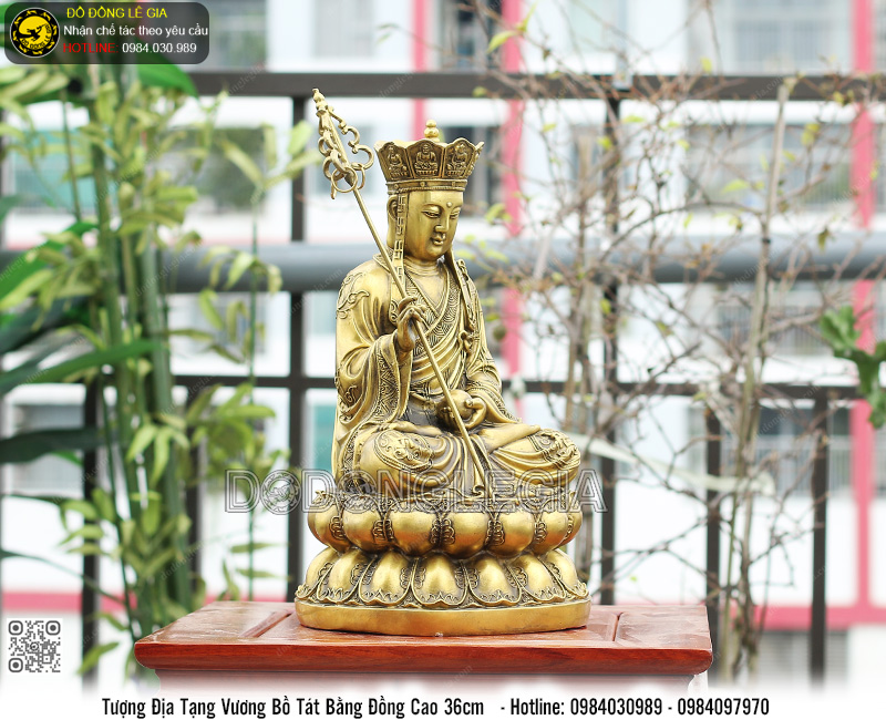 Tượng Địa Tạng Vương Bồ Tát Bằng Đồng Cao 36cm