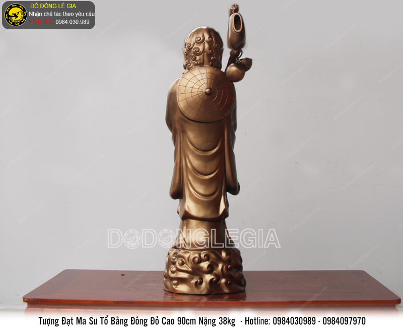 Tượng Đạt ma sư tổ bằng đồng đỏ cao 90cm