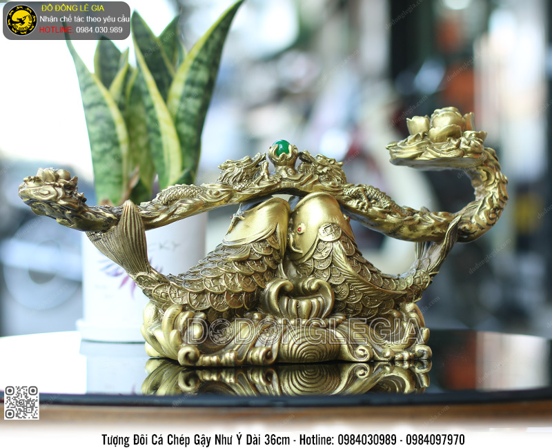 Tượng Đôi Cá Chép Gậy Như Y Dài 36cm