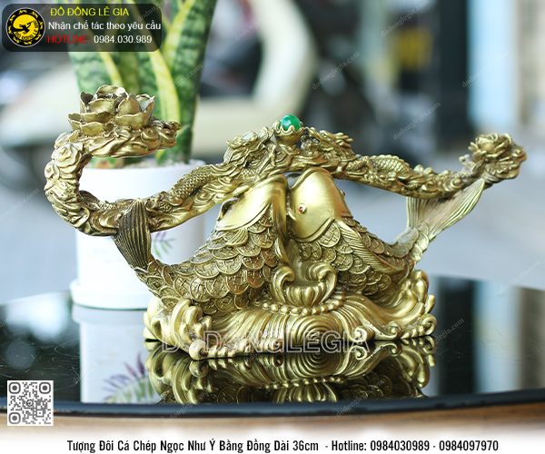 Tượng Đôi Cá Chép Gậy Như Y Dài 36cm