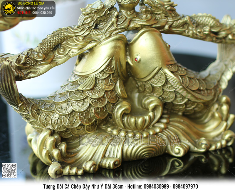 Tượng Đôi Cá Chép Gậy Như Y Dài 36cm