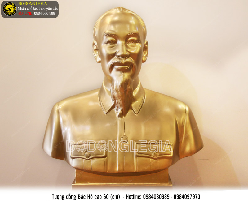 Tượng bác hồ bán thân cao 60cm bằng đồng đỏ