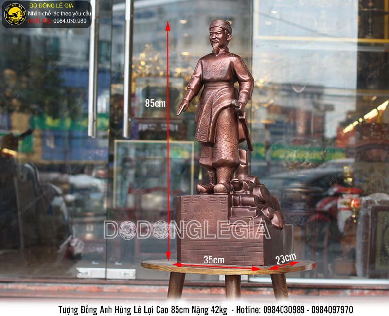 Tượng đồng Lê Lợi bằng đồng đỏ cao 85cm