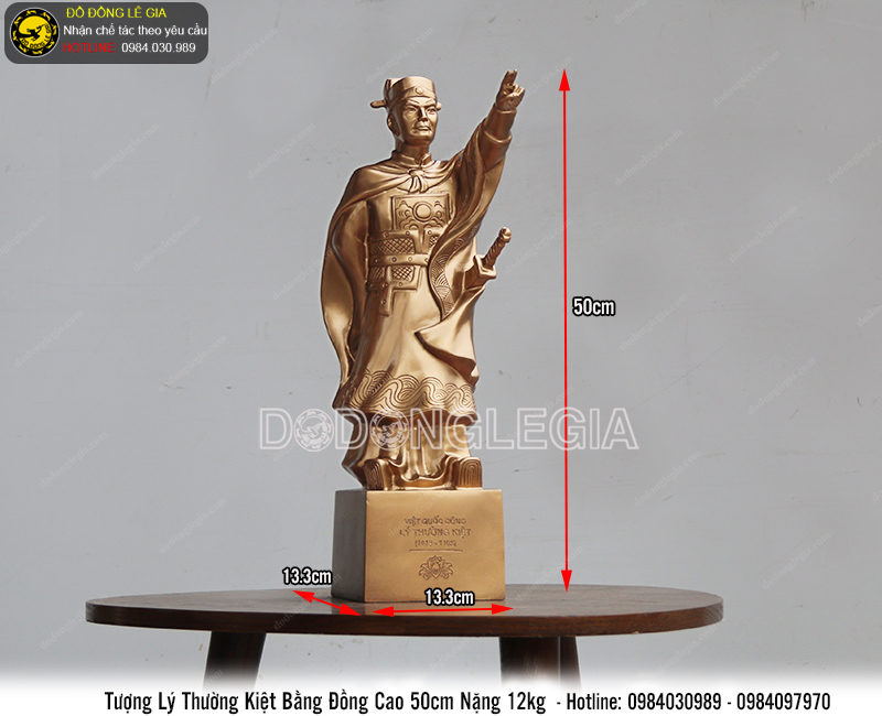 Tượng Lý Thường Kiệt bằng đồng đỏ cao 50cm