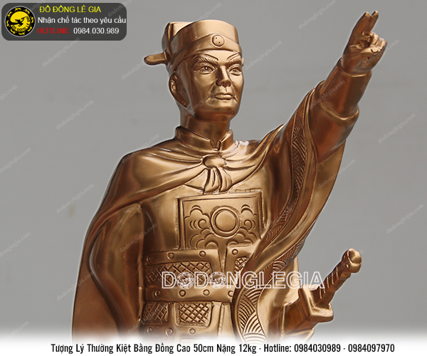 Tượng Lý Thường Kiệt bằng đồng đỏ cao 50cm