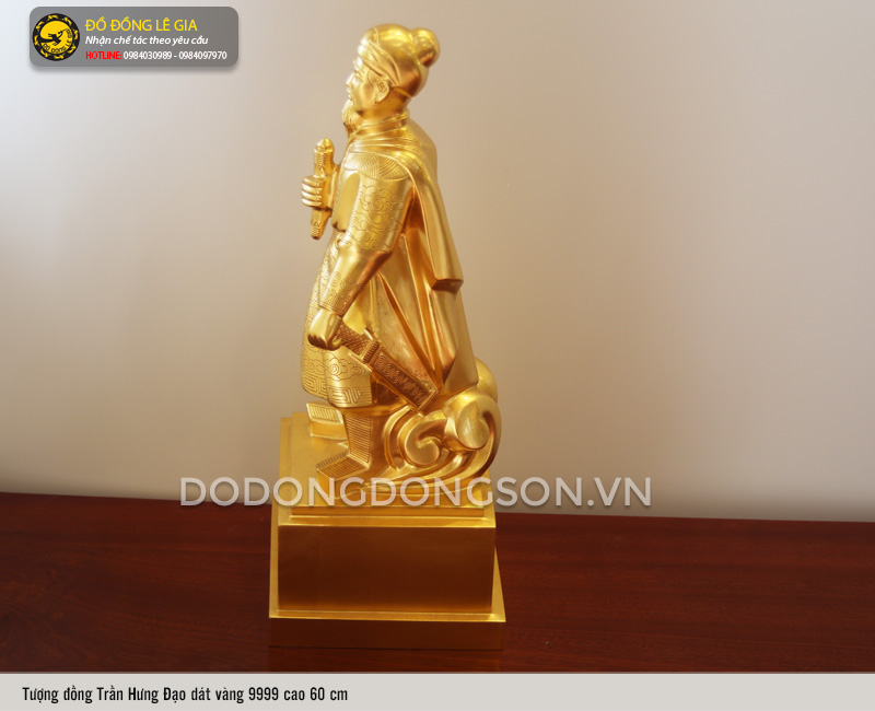 Tượng Quốc công tiết chế Trần Hưng Đạo cao 60cm thếp vàng 9999