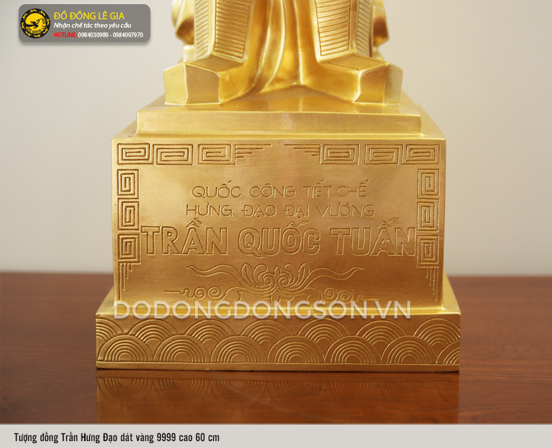 Tượng Quốc công tiết chế Trần Hưng Đạo cao 60cm thếp vàng 9999