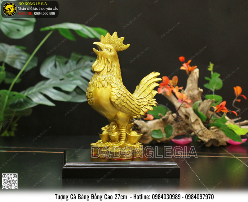 Tượng Gà Bằng Đồng Cao 27cm