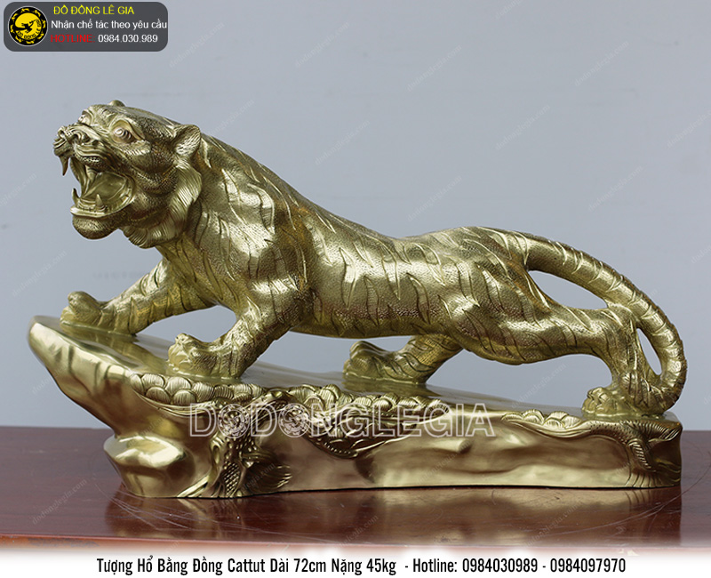 Tượng hổ bằng đồng cattut dài 72cm